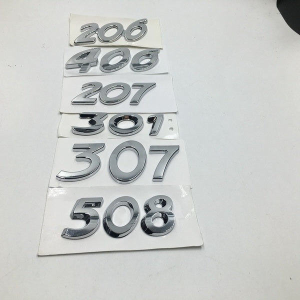 For Peugeot 206 207 301 307 308 406 408 508 2008 3008 Emblem Tail Rear Letters Stickers Decoration