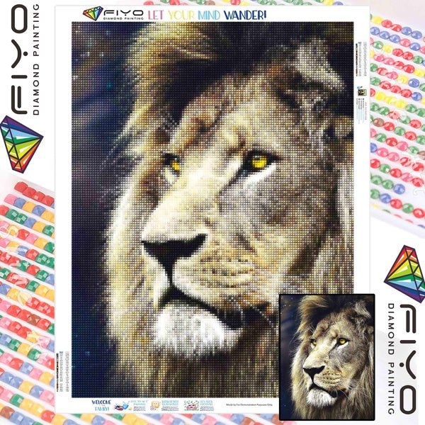 FIYO Lion DIY 5D Diamond Painting Full Drill with Number Kits Maison et Cuisine Mode Point De Croix Broderie Peintures Toile Photos Décoration Murale