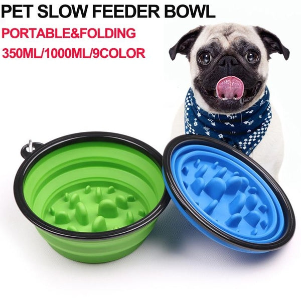 350ml 1000ml Slow Feeder Pet Bowls Folding Silicone Pet Travel Bowls Dog Slow Food Bowls Water Feeding Foldable Pet Slow Feeder Bowl for Dog Cat