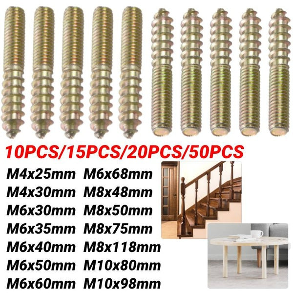 10pcs-15pcs-20pcs-50pcs Carbon Steel Hanger Bolt M4-M6-M8-M10 Double Headed Bolt Self-tapping Screw for Furniture Connection Fastener Hardware Suppli