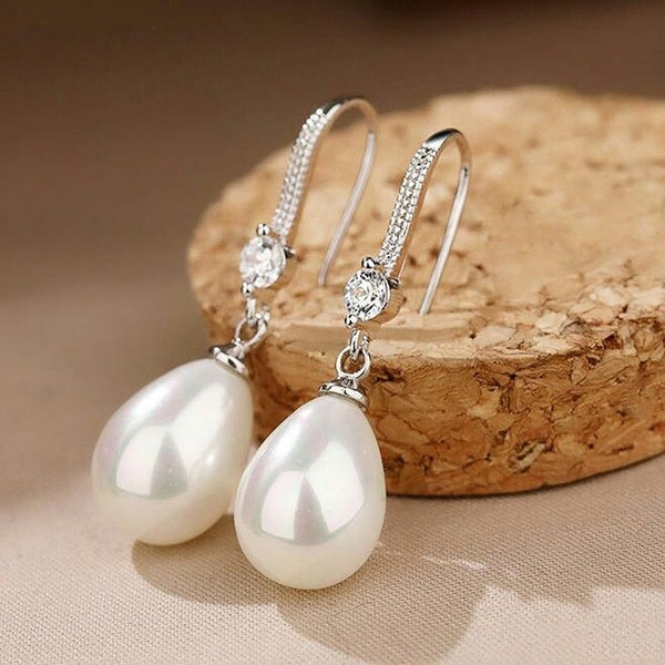 Boucles d'oreilles pendantes élégantes en imitation de perles pour femmes, boucles d'oreilles pendantes de mariage, fiançailles, bijoux cadeau