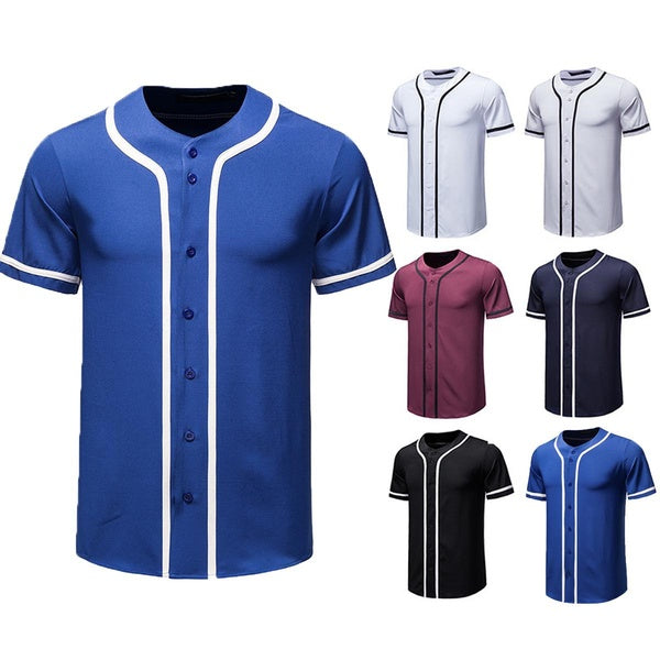 Solid Baseball Jersey Shirt for Men and Women, Plain Casual Short Sleeves Button Down T-Shirt Baseball Team Baseball Uniform