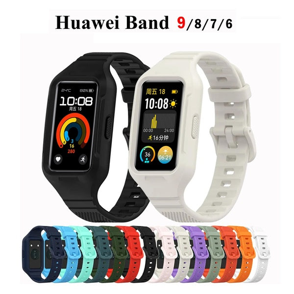 Silicone Strap for Huawei Band 9 Women Men Smartwatch Huawei Band 8-7-6 Integrated Sport Band and Case