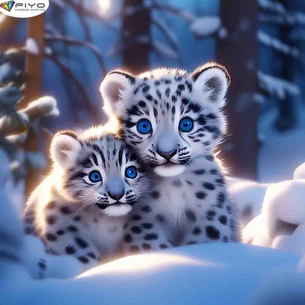 FIYO Baby Tiger DIY 5D Diamond Painting Full Drill with Number Kits Home and Kitchen Fashion Mosaic Diamond Painting Canvas Wall Decoration Gift Craf