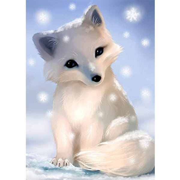 DIY 5D Diamond Painting White Fox by Number Kits Painting Cross Stitch Full Drill Crystal Rhinestone Embroidery Pictures Arts Craft for Home Wall Dec