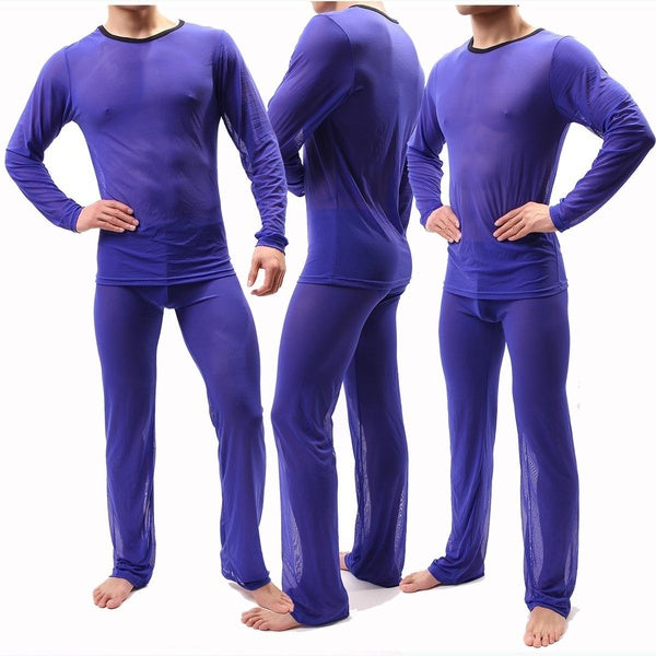 Men Pyjamas Set Breathable Mesh Lycra Fabric Home Wear Sleepwear, Mesh Breathable Sets for men