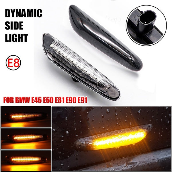 2PCS Dynamique LED Clignotant Clignotant Lumière Séquentielle Flowing Side Marker Indicateur Lampe Pour BMW 1 3 5 Série X1 X3 E60 E61 E90 E91 E81 E82