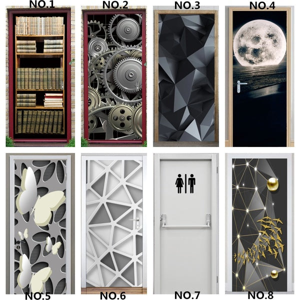 PVC Waterproof Door Sticker Books Modern Self-adhesive Wallpaper Doors Renovation Living Room Bedroom Decor Peel and Stick Poster