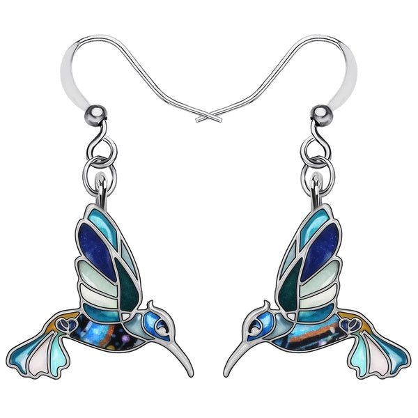 Enamel Metal Colorful Flying Hummingbird Earrings Drop Dangle Cute Birds Charms Jewelry For Women Girls Teens Trendy Gifts