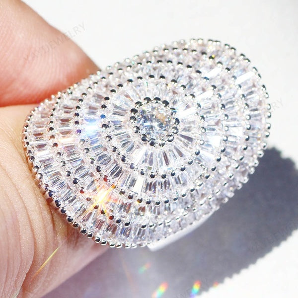 Déclaration de zircone cubique de luxe énorme bague multicouche mariage mariée bague de fiançailles charme femmes bague bijoux mariage mariée bague d