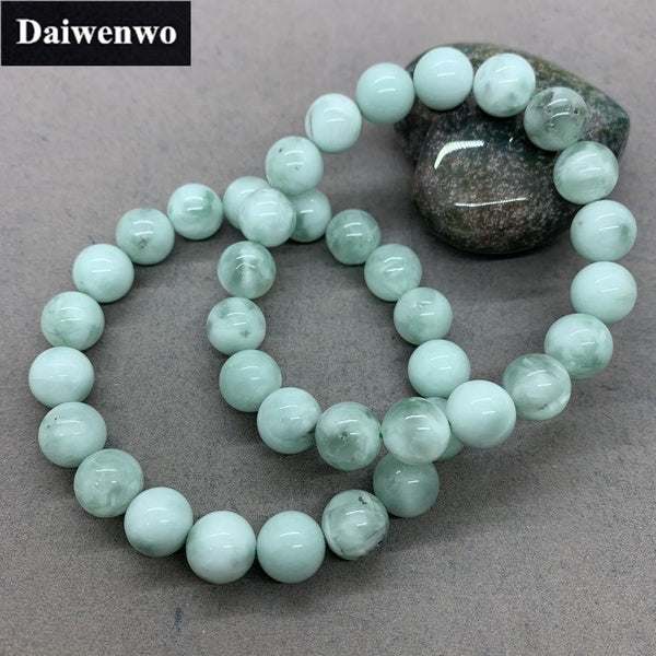 Natural Green Angelite Stone Beads Bracelet Charms 6-8-10-12mm for Female Gift