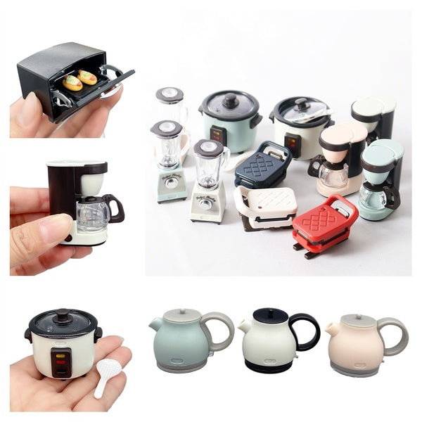 1:12 Dollhouse Kitchen Appliances Min Rice Cooker-Coffee Machine-Kettle-Juicer-Drinking Fountain-Electric Baking Pan Dolls House Miniatures Scene Kid
