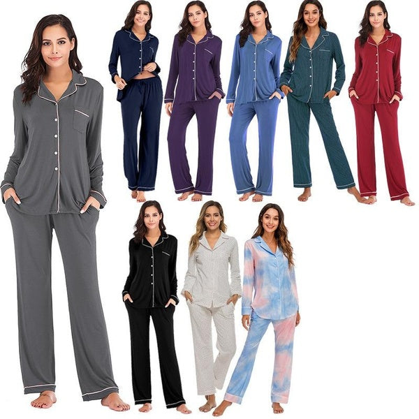 Women's Pajama Sets Long Sleeve Button Down Sleepwear Nightwear Soft Pjs Lounge Sets