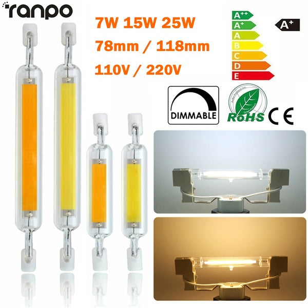 Ranpo R7S Dimmable LED COB Tube Light 78mm 118mm 7W 15W 25W 110V 220V Dimmable Glass Ceramic Lamp Equivalent 50W - 200W Halogen Cool White Warm White