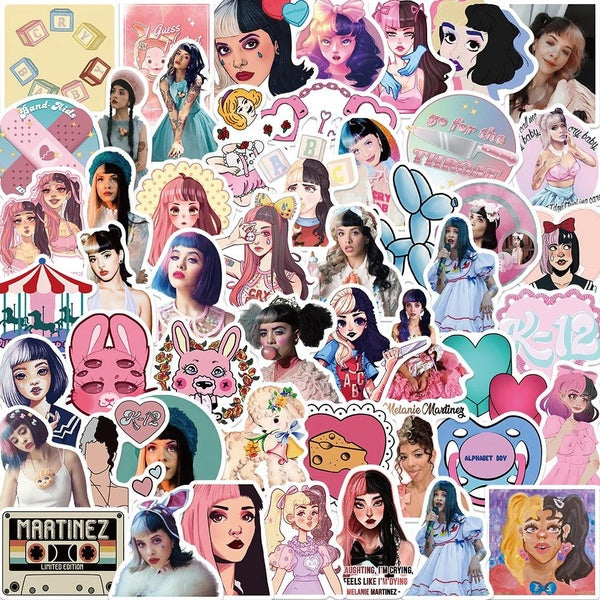 50PCS Melanie Martinez Stickers DIY Creative Personalized Decoration Guitar Luggage Skateboard Water Bottle Waterproof Vinyl Decals
