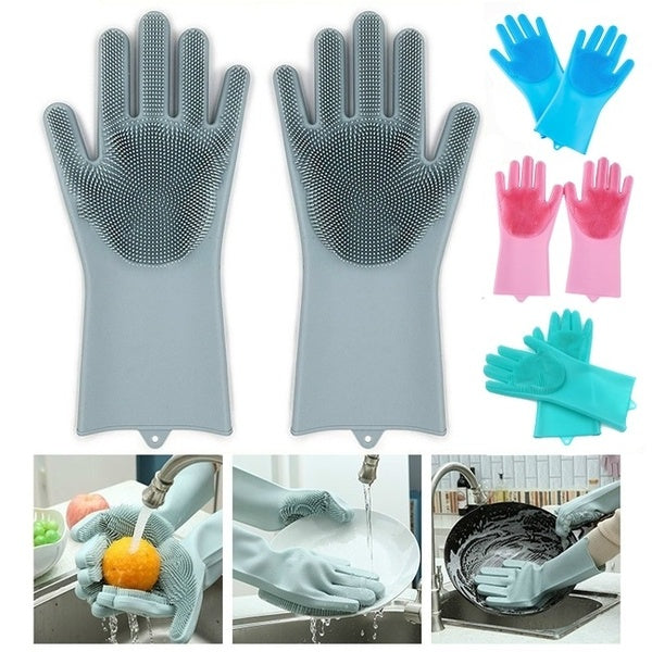 Multipurpose Magic Silicone Gloves Kitchen Cleaning Tool Vegetable Dishwashing Gloves Household Tools for Clean Car Pet Brush Gloves
