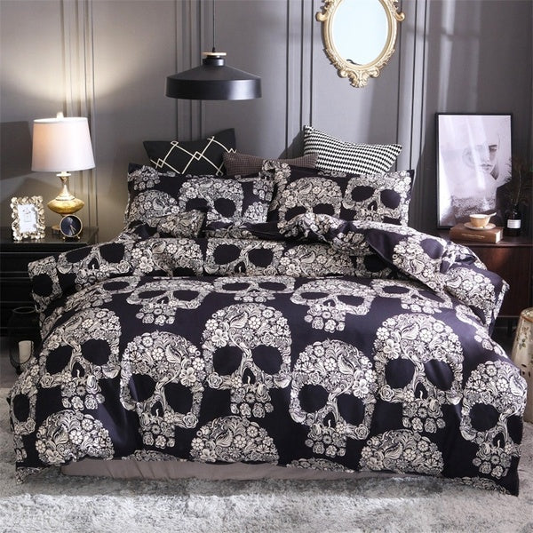 Linzgm-X 3D Skull Printed Bedding Sets Single-Twin-Double-Full-Queen-King Size Duvet Cover With Pillowcase Set