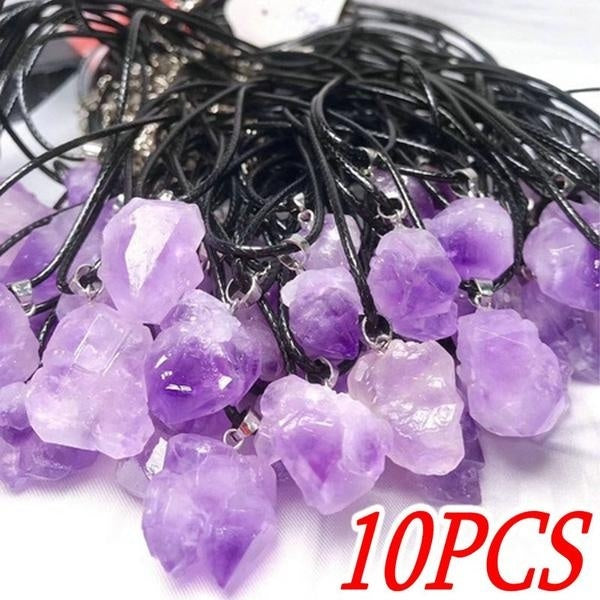 10PCS Amethyst Pendant DIY Rough Stone Amethyst Flower Pendant Jewelry Accessories Matron Inn