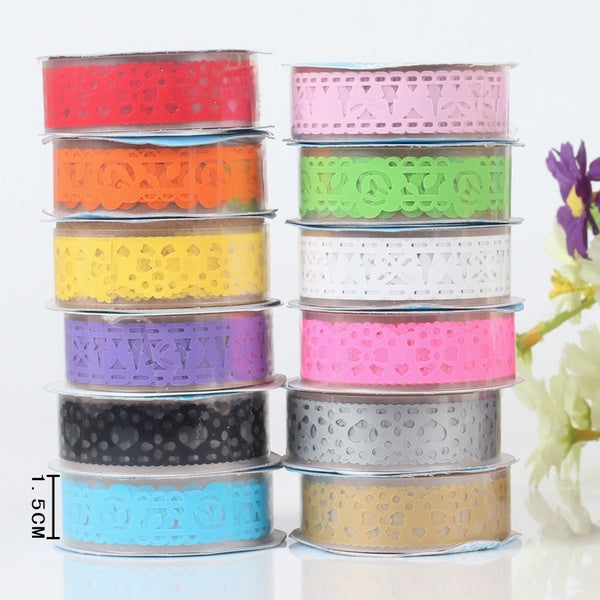 Lot de 5 PCS Rouleau Dentelle Papier Adhésif Washi Tape Autocollant Masquage Artisanat Décoratif DIY