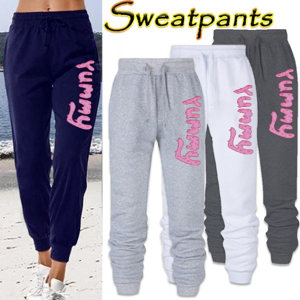 2022 Ladies Printed Long Pants Comfort Cotton Sweatpants Trousers Womens Casual Sports Fitness Solid Jogging Pants Autumn Winter Sweat Pants