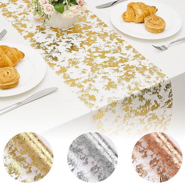 Sequin Glitter Foil Metallic Table Runner Gold Thin Mesh Table Runner Roll,Gold Table Decorations for Event Party,Wedding,Birthday Party,Christmas