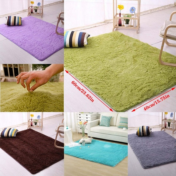 40*60cm Non-slip Carpet Rug Polyester Floor Mat Soft Solid Shaggy Kitchen Living Room Bedroom Doormat
