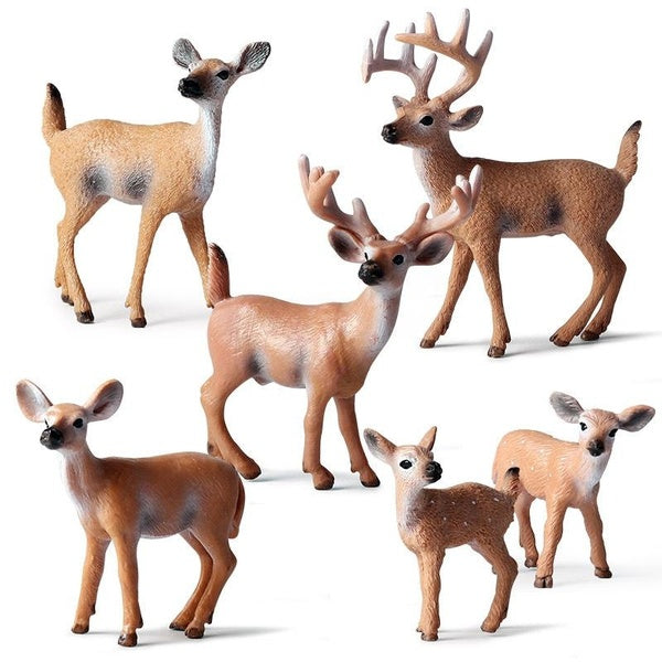 6pcs Simulation Model Wild Deer Set Mini Animal Model Building Sand Table Forest Animal Zoo Decoration Children's Toys