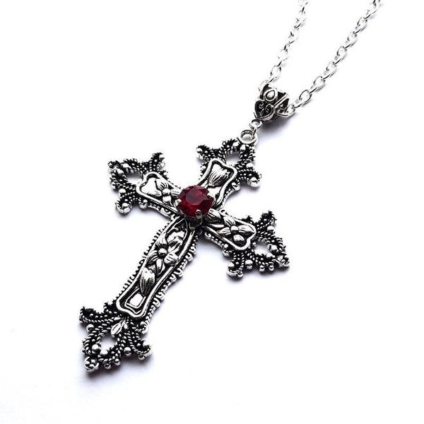 Collier goth grand collier croix détaillée perceuse pendentif bijou collier ton créativité gothique Punk bijoux mode charme collier déclaration femme