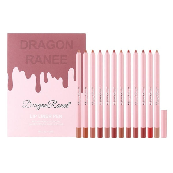 12 Colors High Pigmented Smooth Lip Liner Set, Long Lasting Fade Resistant Lip Pencil, Smudge-proof & Waterproof Matte Velvet Lipstick Pen, Professio