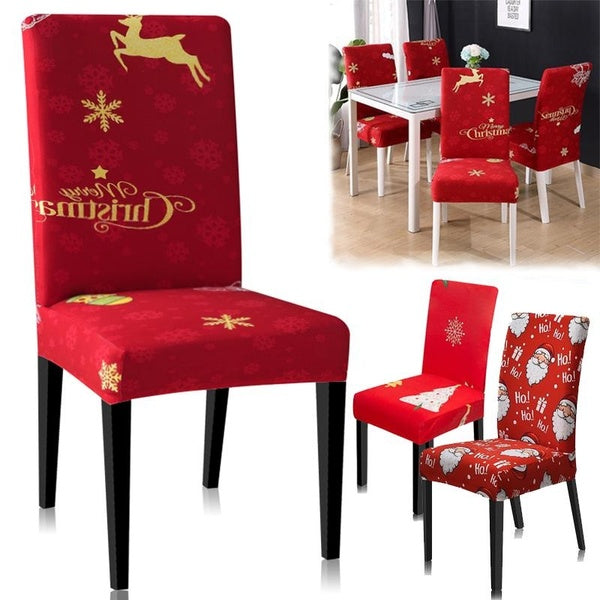 1-2-4 Pcs Christmas Chair Cover,Santa Elk Christmas Tree Chair Cover,Stretch Christmas Restaurant Chair Protector Sofa Cover,For Christmas Decoratio