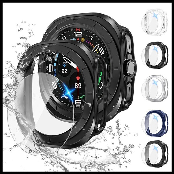Tempered Glass+PC Case for Samsung Galaxy Watch Ultra 47mm Case Film Screen Protector Bumper for Galaxy Watch Ultra 47 mm Cover(1 Pcs)