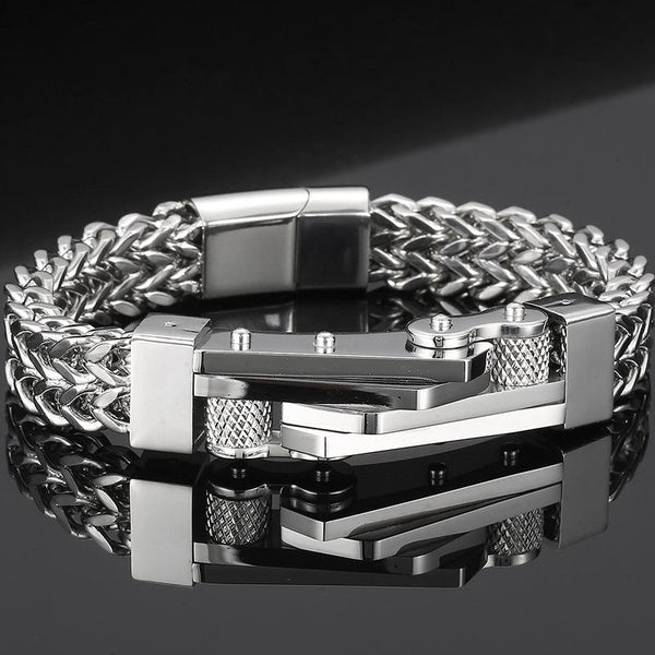 Bike Chain Man Bracelet for Men Gold Plated Stainless Steel Link Men's Wrist Bracelets On Hand Jewellery Accessories Rock And Roll Matron Inn