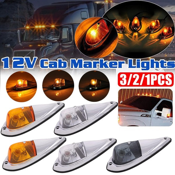 3-2-1PCS DC 12V Universal Amber Cab Marker Light Led Trailer Lights Waterproof Top Roof Running Cab Lights Compatible with Peterbilt-Kenworth-Freight