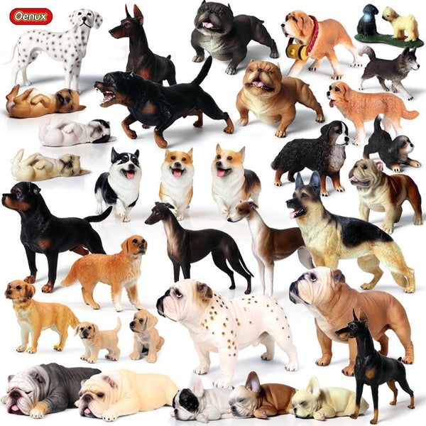Oenux DIY Pet Dog Animal Models Plastic Action Figures PVC Puppy Dimensions Collection Model Doll Educational Toy for Children Gift
