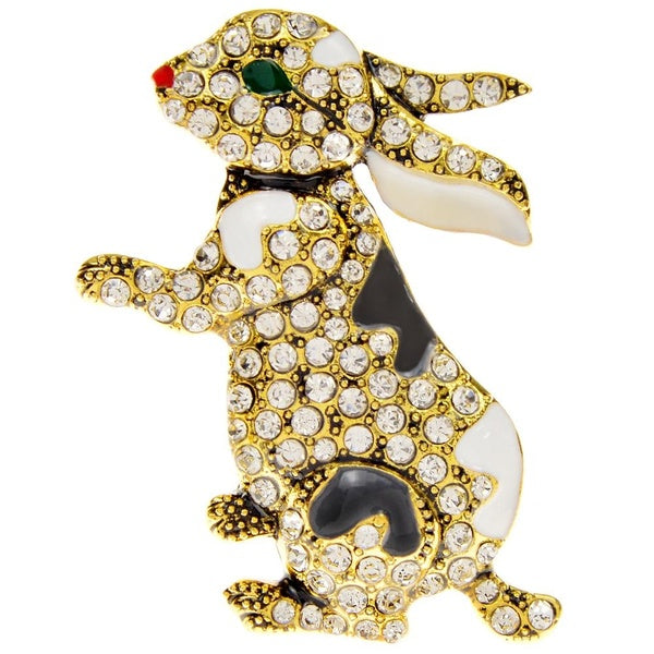 Rhinestone Rabbit Brooch Cute Enamel Animal Pin Zodiac Fashion Jewelry Vintage Accessories Matron Inn