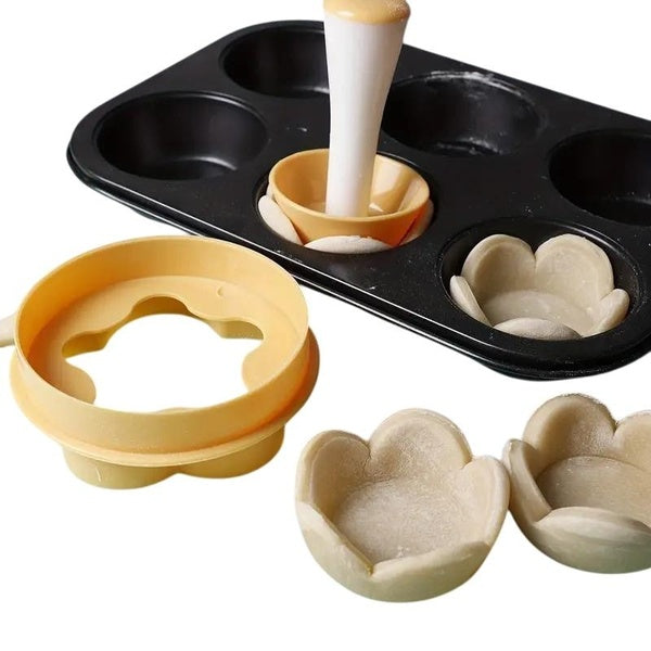 Lot de 2 emporte-pièces à fleurs et pilon à tarte - Parfait pour la cuisson des tartelettes, des biscuits et des emporte-pièces - Gadgets et accessoi
