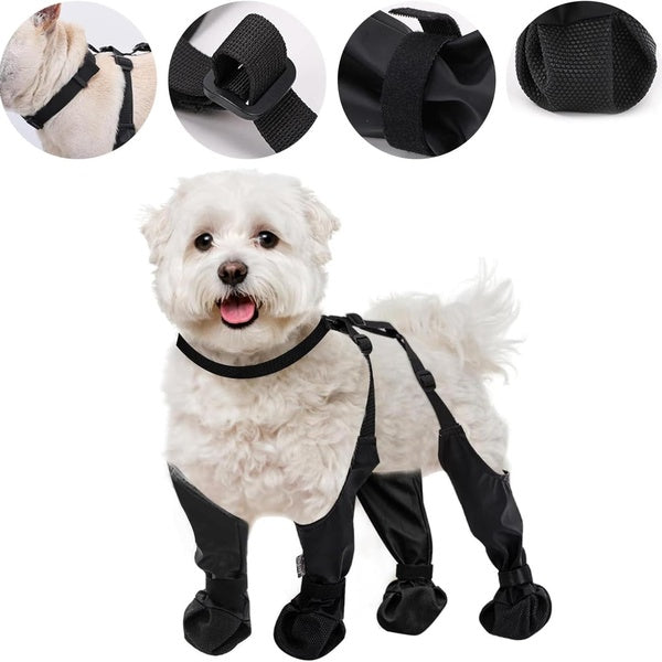 Dog Paw Boot Leggings, Suspender Boots for Small Dogs, Waterproof Dog Boots Anti-Slip Dog Shoes, Dirty-Proof Dog Outdoor Walking Running Hiking Booti