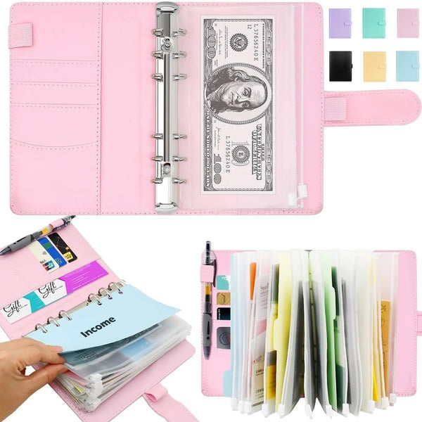 A6 PU Leather Notebook Binder Budget Planner Organizer Cover Pockets Sheets Hot