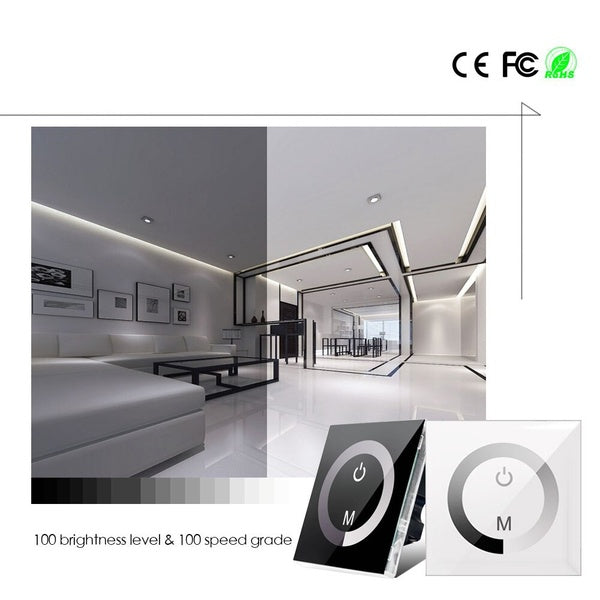 Led Smart Dimmer LED Controller 12V-24V 4A-CH Home Wall Switch Touch Panel Single Color Controller for 3528 5050 LED Strip Light