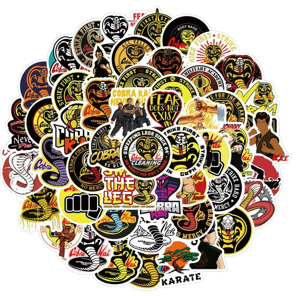 52PCS TV Show Cobra Kai Stickers DIY Motorcycle Luggage Phone Guitar Skateboard Cool Graffiti Sticker Decal for Kid Toys Gift