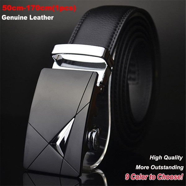 Mens Fashion Luxury Belts Genuine Leather Belt Waist Belts for Men Jeans Belts Automatic Buckles Belts Cinturón Very Long 50cm-170cm (Quantity: 1 Pcs