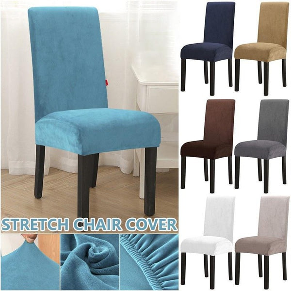 Plush Thick Chair Cover Washable Elastic Winter Warm Velvet Chair Protector Case Kitchen Restaurant Housse De Chaise 1-2-4-6Pcs