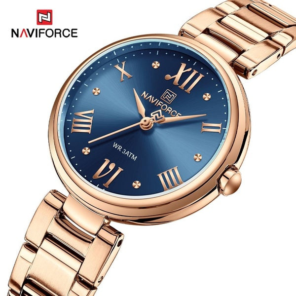 NAVIFORC mode femmes montres Quartz acier inoxydable femme montre-bracelet élégant Simple étanche horloge pour dames Reloj Mujer