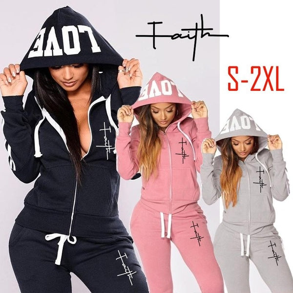 New Tracksuit for Women Clothes Two Piece Set Hoodie Sweatshirt Top and Pants Casual Ensemble Femme Suits