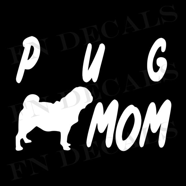 2PCS Details about Pug Mom High Quality Vinyl Decal Sticker for Car Bumper Truck Window Laptop Wall