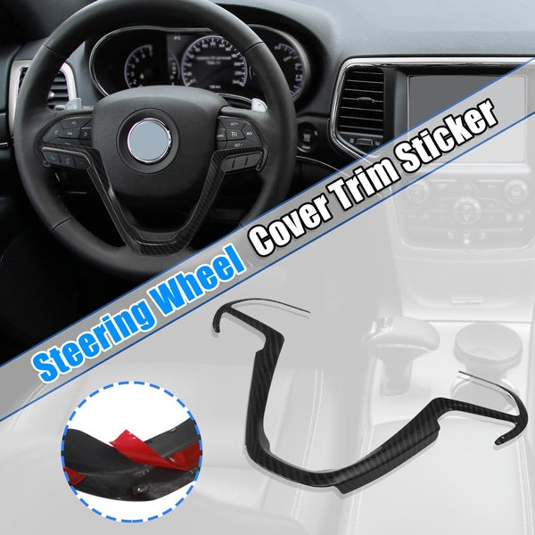 ABS Plastic Carbon Fiber Pattern Black Interior Steering Wheel Cover Trim for Jeep Cherokee KL Grand Cherokee 14-20 Inner Decoration Auto Accessories