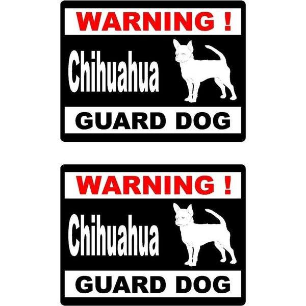 15*11.5cm 2x Cartoon WARNING Chihuahua Guard Dog Retro-Decals Car Window Sticker C1-8147