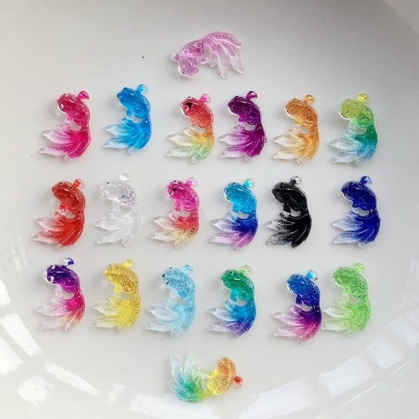DIY 40pcs Goldfish Flat Back Acrylic Jewelry Making Decorative Accessories DIY Scrapbook Nail Art Decorations