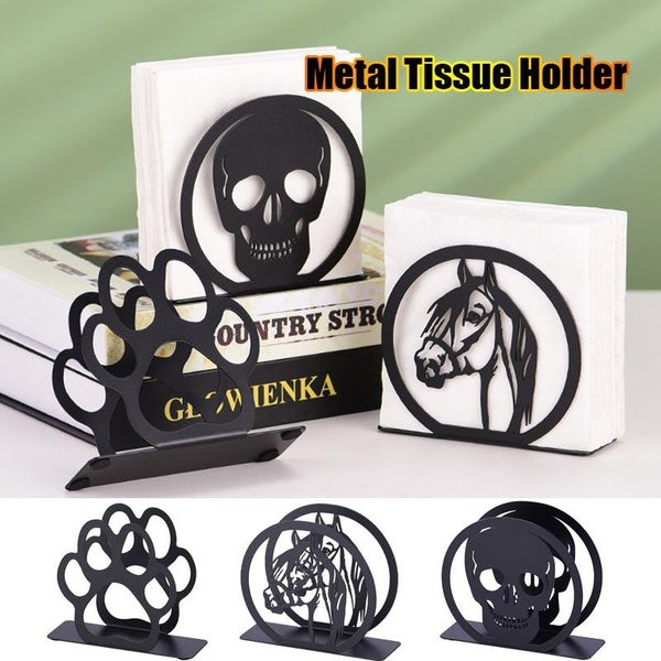 Portable Toilet Paper Holders Bathroom Products 1PC Black Mental Creative Tissue Holder Napkin Holder for Home Bar Coffee House