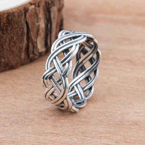 Vintage 925 Sterling Silver Jewelry Infinity Intertwined Cross Celtic Knot Ring Women Engagement Wedding Band Rings
